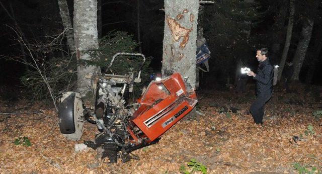 Trakt&ouml;r 100 Metrelik U&ccedil;uruma Yuvarlandı: 2 &Ouml;l&uuml; 1