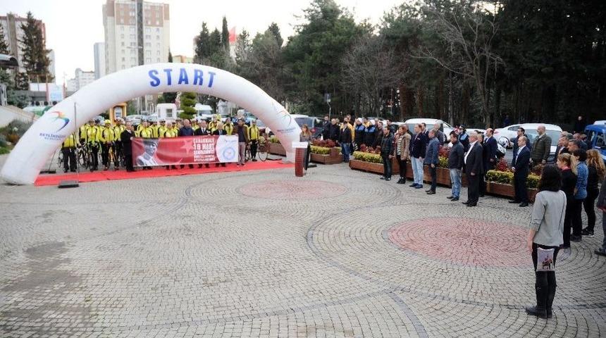 Bisiklet&ccedil;iler Şehitlere Saygı Turu İ&ccedil;in Uğurlandı