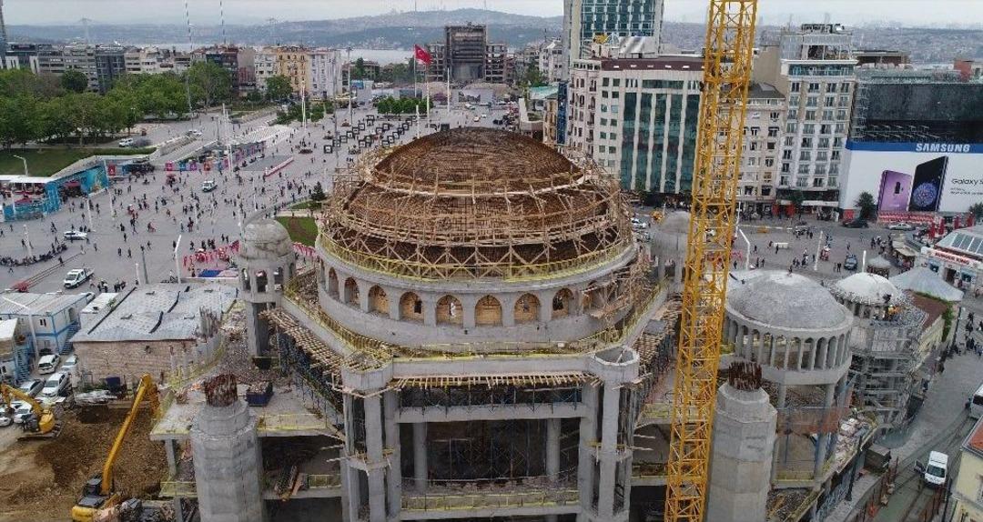 (&ouml;zel)taksim Camii İnşaatında Gelinen Nokta Havadan G&ouml;r&uuml;nt&uuml;lendi