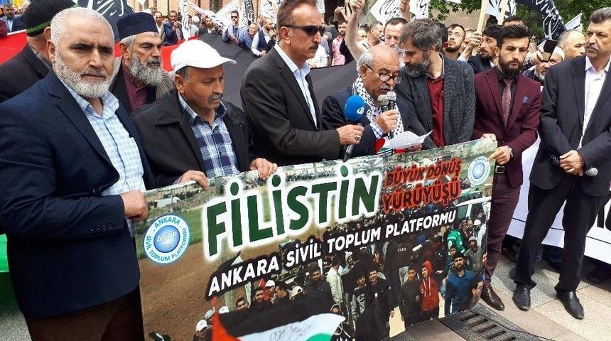 Y&uuml;zlerce Kişi Filistinlilere Destek İ&ccedil;in Hacı Bayram Camii&rsquo;nde Bir Araya Geldi