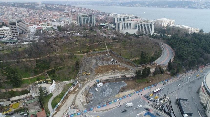 Dolmabah&ccedil;e-levazım Arasını 5 Dakikaya D&uuml;ş&uuml;recek T&uuml;nel &Ccedil;alışmaları Havadan G&ouml;r&uuml;nt&uuml;lendi