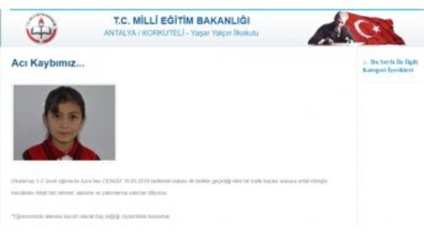 Minik Azra&rsquo;nın Okulundan Taziye Mesajı