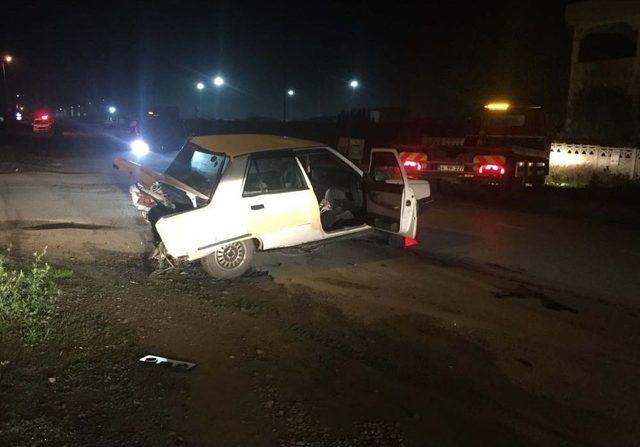 İlk &Ouml;nce K&ouml;peğe Sonra &Ouml;n&uuml;nde Seyir Eden Otomobile &Ccedil;arptı: 2 Yaralı 1