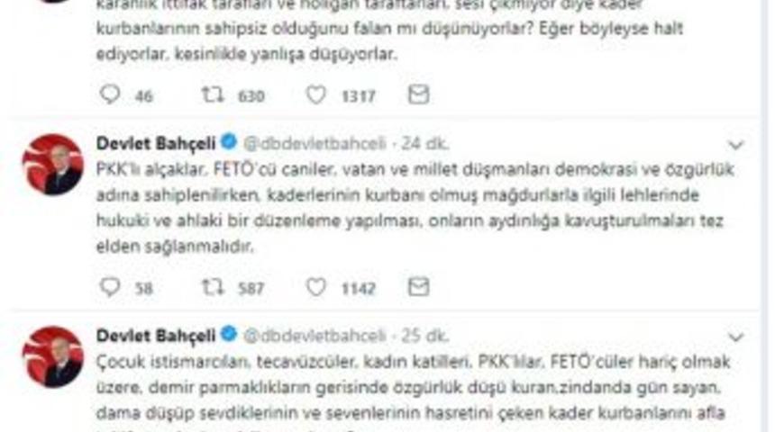 Bah&ccedil;eli&rsquo;den "bazı Mahkumlar İ&ccedil;in Af" &Ouml;nerisi