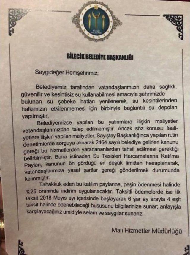 Meclis Üyesi Yeşil, Bilecik Belediyesinin Su Abonelerine Yansıtacağı Su Deposu Ücretine Tepki Gösterdi