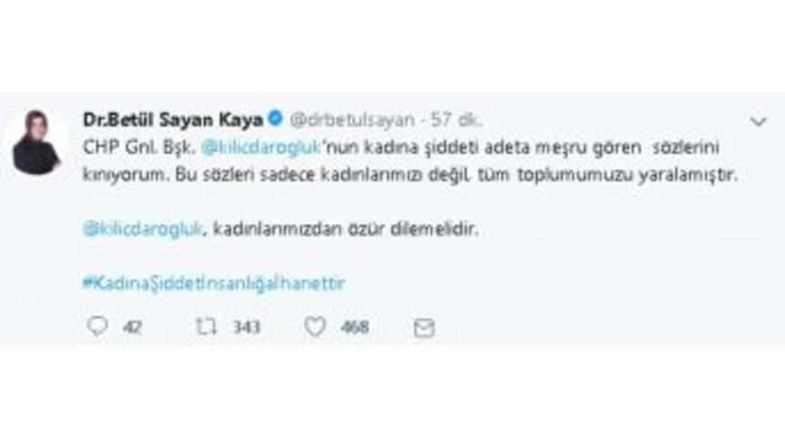 Bakan Kaya&rsquo;dan Kılı&ccedil;daroğlu&rsquo;na "kadına Şiddet" Tepkisi