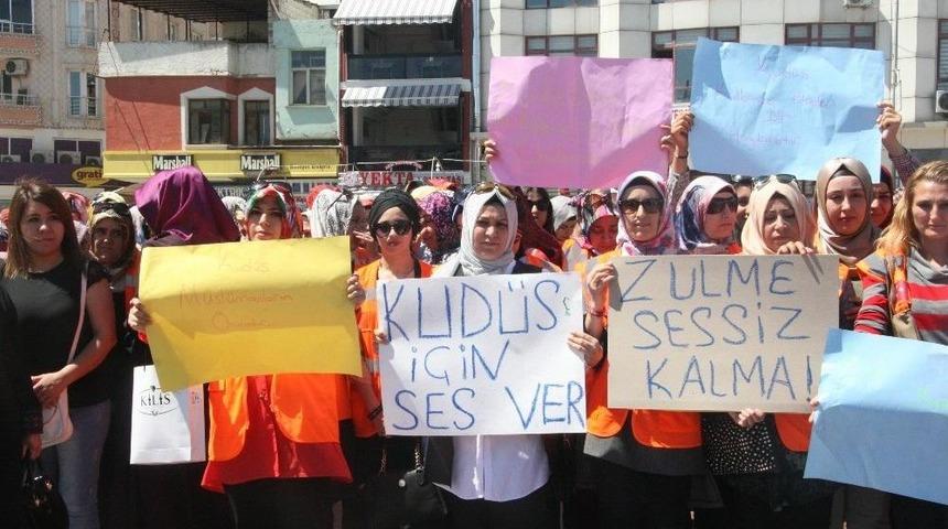 Kilis&rsquo;te İsrail Protestoları