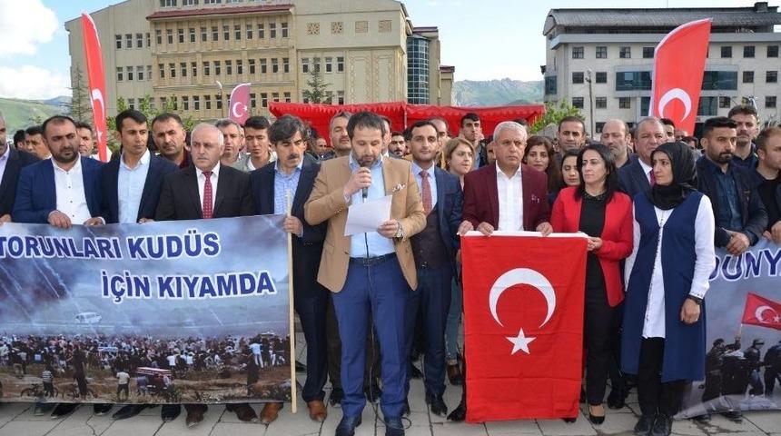 Hakkari&rsquo;de İsrail Vahşetine Kınama