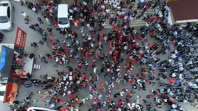 Esenyurt’ta İsrail Protestosu Havadan Görüntülendi