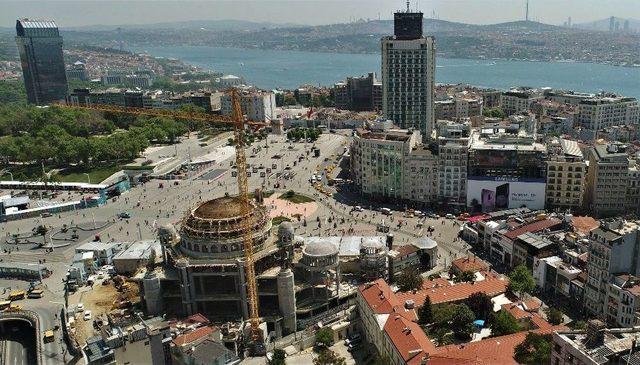 (özel) Minarelerinin Yapımına Başlanan Taksim Camii Havadan Görüntülendi