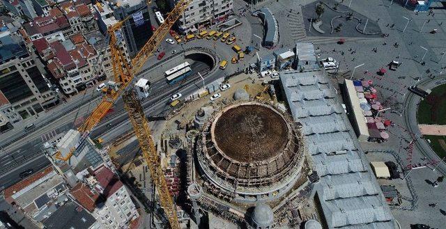 (özel) Minarelerinin Yapımına Başlanan Taksim Camii Havadan Görüntülendi