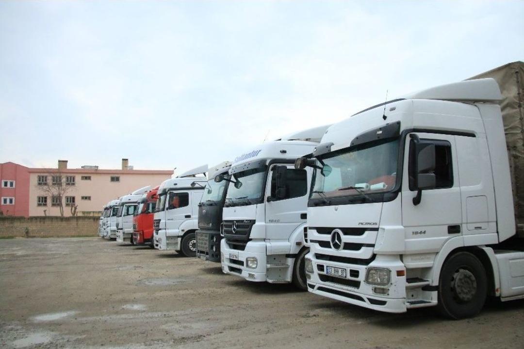 Kızıltepe&rsquo;de Tırlar Garajda Kald