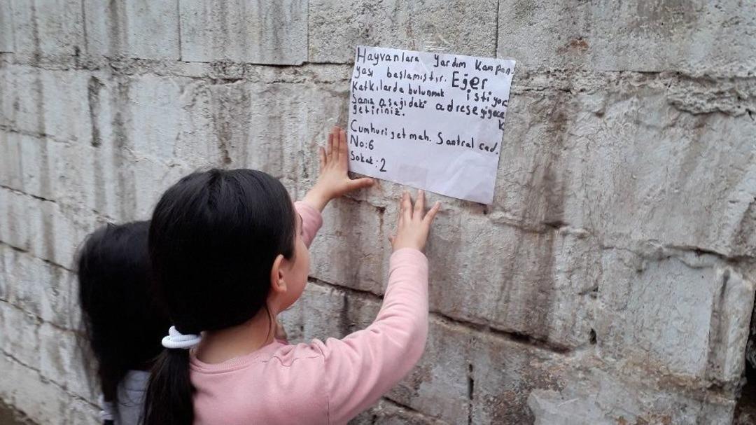 İlkokul &Ouml;ğrencisi &Ccedil;ocuklardan Sokak Hayvanları İ&ccedil;in Broş&uuml;r