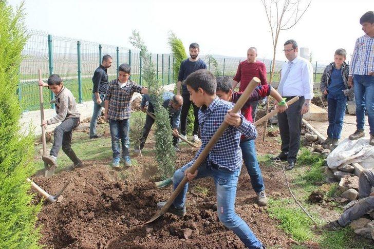 Öğrenciler Ağaç Olmayan Kırsal Mahale Ağaç Dikti G3