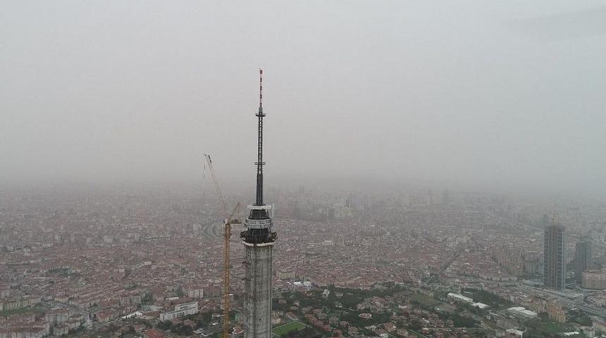 (&ouml;zel Haber) Anten Kısmında Sona Gelinen &Ccedil;amlıca Kulesi Havadan G&ouml;r&uuml;nt&uuml;lendi