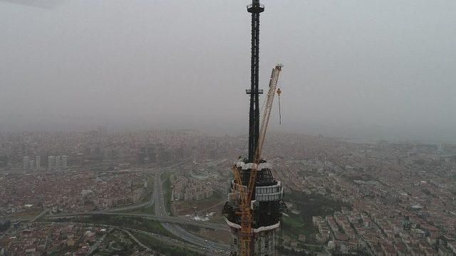 (özel Haber) Anten Kısmında Sona Gelinen Çamlıca Kulesi Havadan Görüntülendi