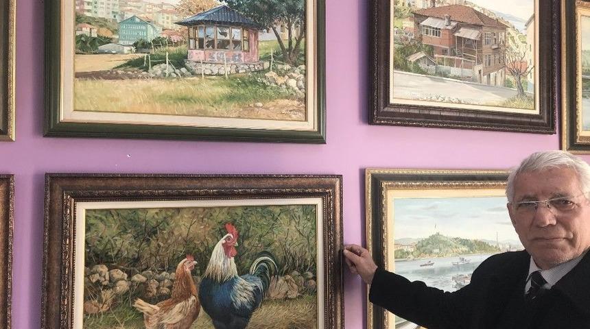 (&ouml;zel Haber) 71 Yaşındaki Ressam Fır&ccedil;asıyla Alaplı&rsquo;yı Tanıtıyor