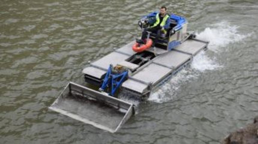 Doğancı Barajı&rsquo;na &lsquo;amfibik&rsquo; Temizleme