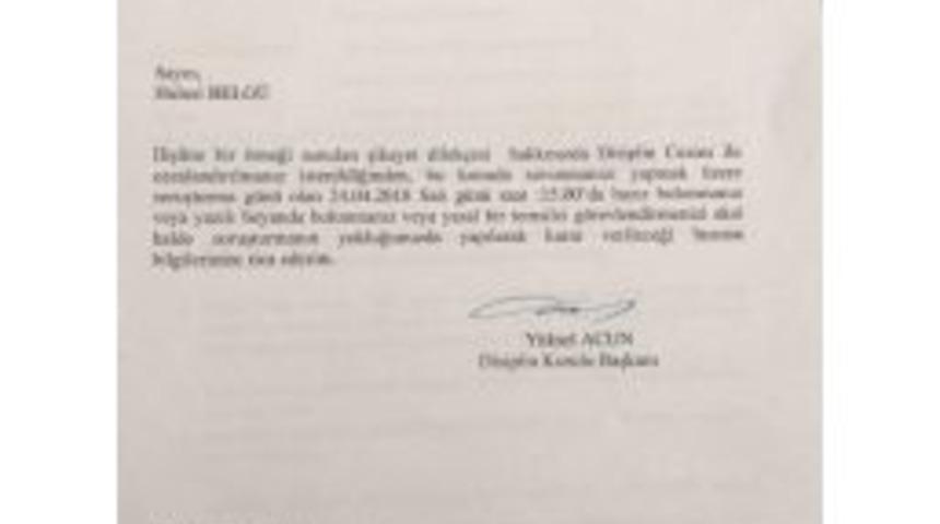 Hulusi Belgü, Disiplin Kuruluna Sevk Edildi