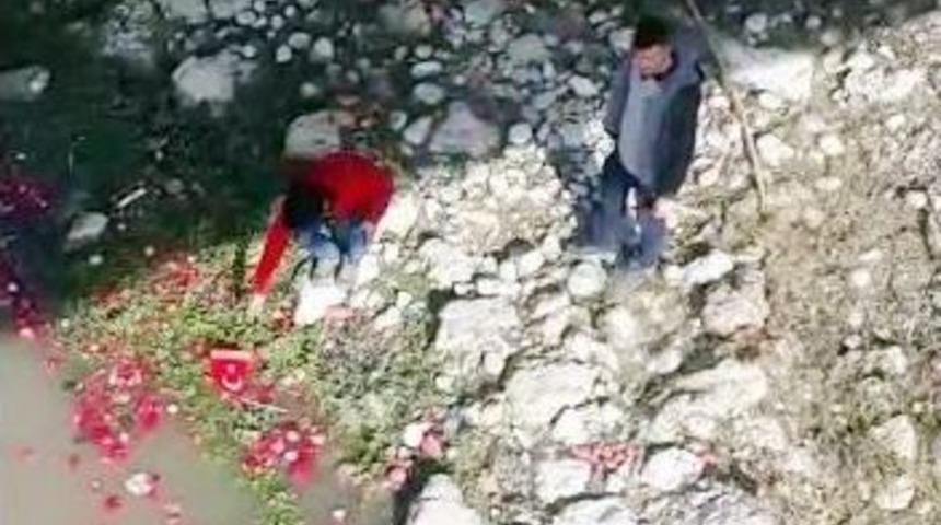 Akarsuya D&uuml;şen T&uuml;rk Bayrağını İki Lise &Ouml;ğrencisi &Ccedil;ıkardı