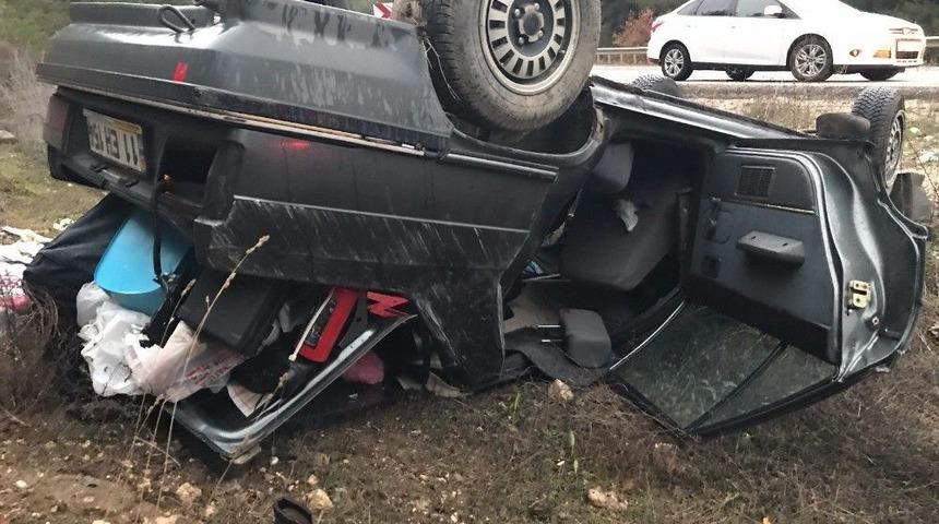 Kontrol &Ccedil;ıkan Otomobil Takla Attı; 1 Kişi Yaralandı