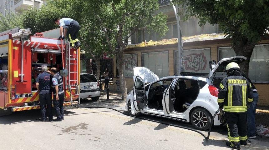 Bagaja Konan Mangal K&ouml;m&uuml;r&uuml; Otomobili Yakıyordu