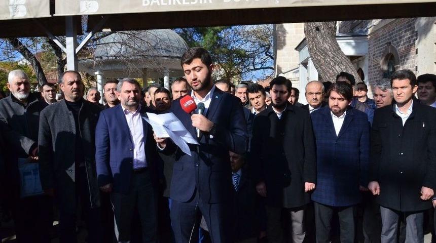 Balıkesirlilerden Kud&uuml;s&rsquo;&uuml;n İsrail&rsquo;in Başkenti İlan Edilmesine Tepki