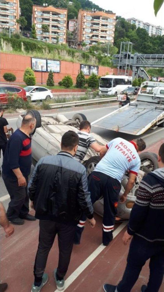 Takla Atan Otomobilden Burnu Bile Kanamadan Çıktı