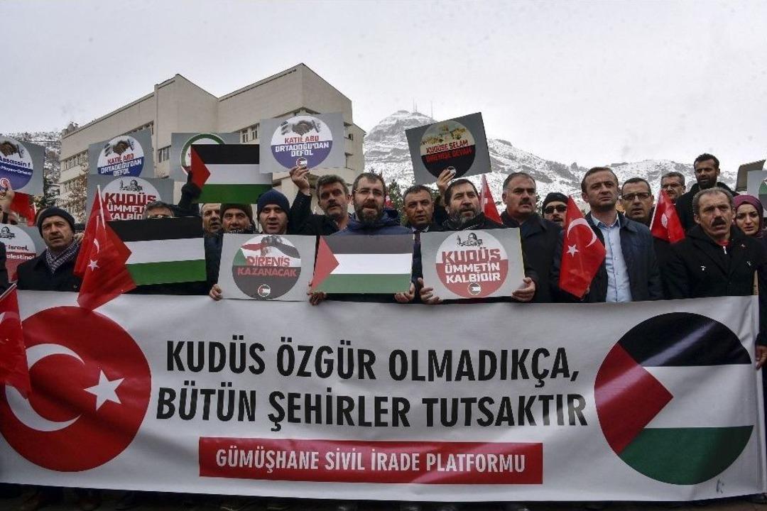 G&uuml;m&uuml;şhane&rsquo;de Stk&rsquo;lar Abd&rsquo;nin Kud&uuml;s Kararını Protesto Etti
