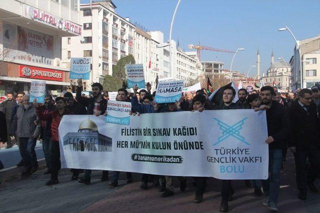 Bolu’da Yüzlerce Kişi İsrail Ve Abd’yi Protesto Etti