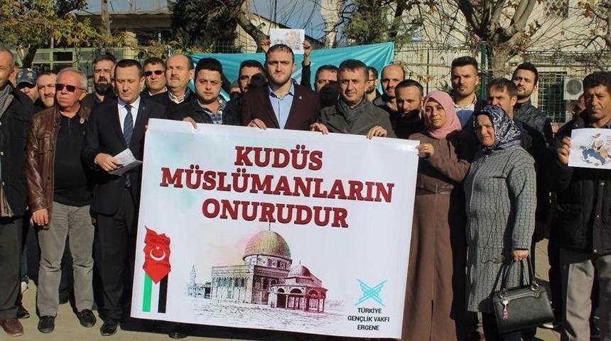 Ergene&rsquo;de İsrail&rsquo;i Protesto Eylemi