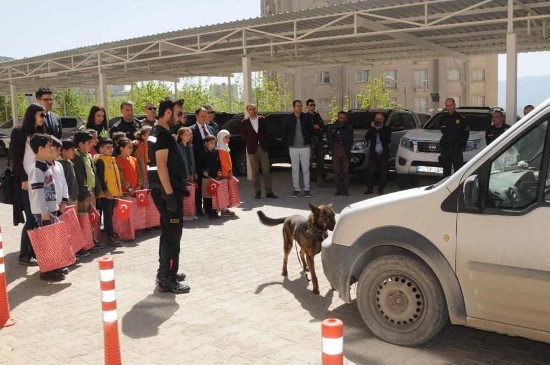 &Ouml;ğrenciler Eğitimli K&ouml;pekleri İlgiyle İzledi