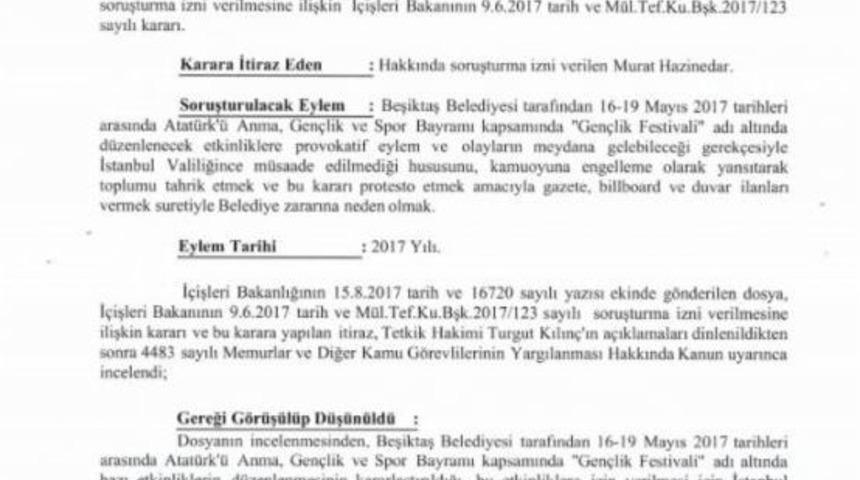 Danıştay&rsquo;dan, Beşiktaş Belediye Başkanı Hazinedar Hakkında 19 Mayıs Kararı