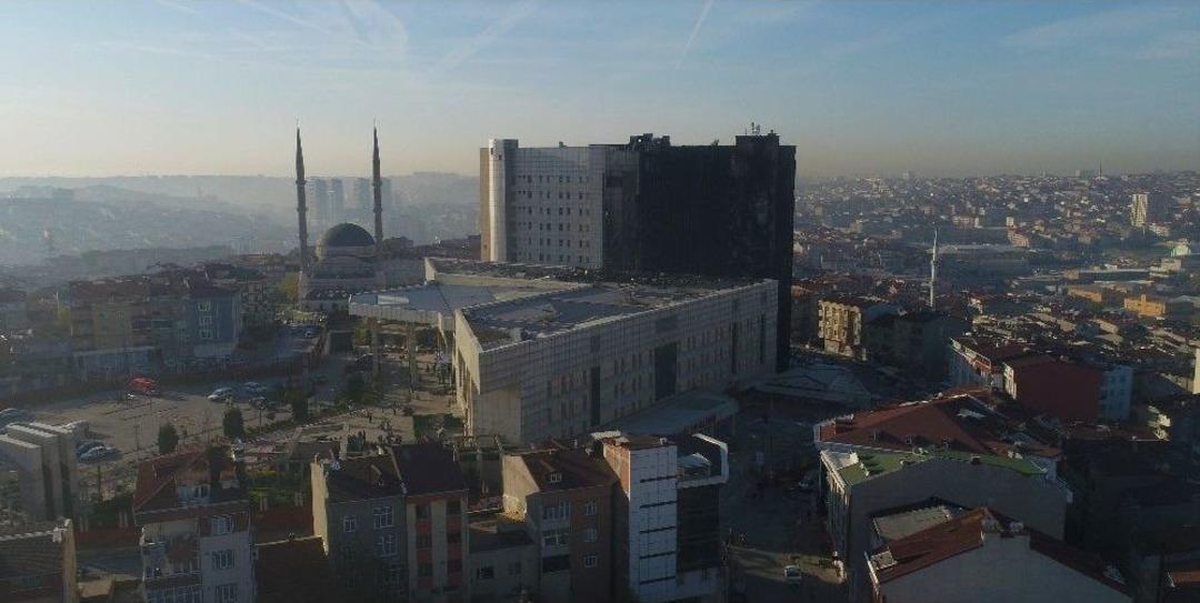 Taksim İlk Yardım Hastanesi Yangın Sonrası Havadan G&ouml;r&uuml;nt&uuml;lendi