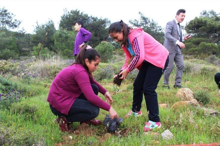 3 Yıl Önce Yanan Ormanlık Alana Öğrencilerden 120 Fidan G4