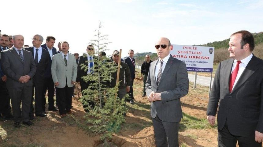 Polis Şehitleri Hatıra Ormanı’na Bin Fidan Dikildi