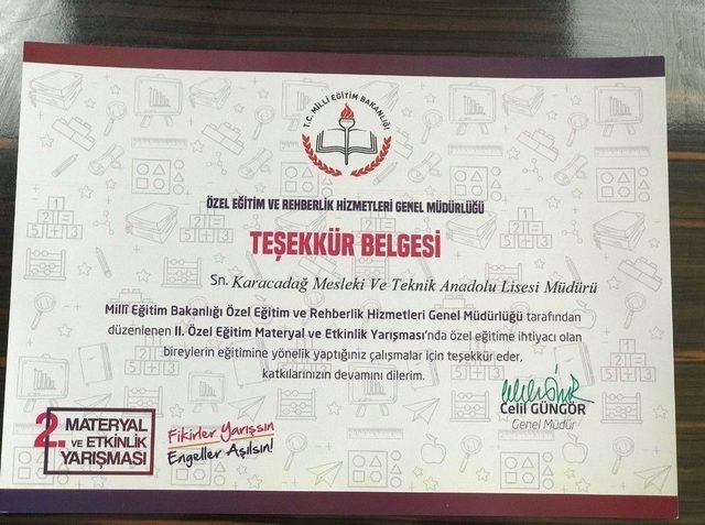 Siverekli Öğrencilerin Materyal Çalışmasına Bakanlıktan Teşekkür Belgesi 1