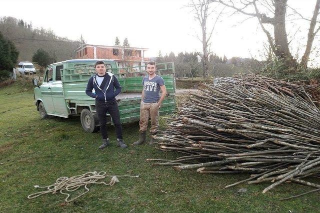 Ordu’da Kamyonetten Odun Yükünü Boşaltmaya Gülümseten Çözüm