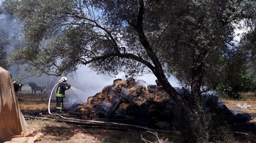 Seydikemer&rsquo;de Saman Balyaları Alev Alev Yandı
