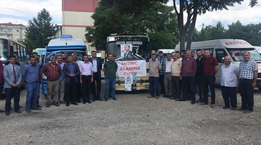 Cumhurbaşkanı Erdoğan&rsquo;ın Mitingine Minib&uuml;s&ccedil;&uuml;lerden Destek
