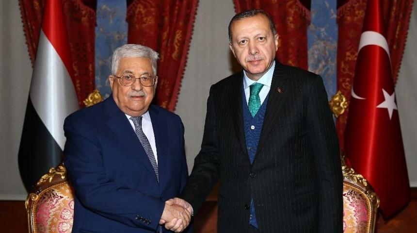 Cumhurbaşkanı Erdoğan, Filistin Devlet Başkanı Abbas&rsquo;la G&ouml;r&uuml;şt&uuml;