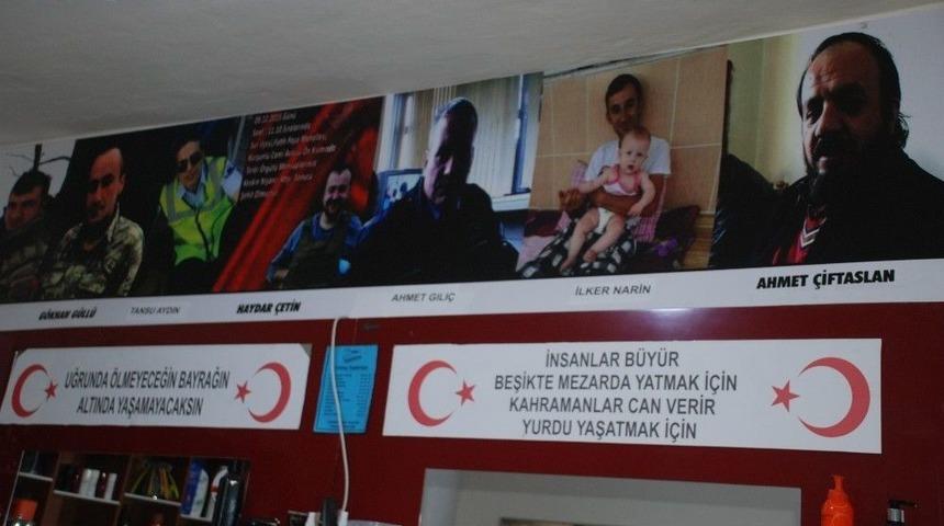 Şehidin Adını Verdiği İş Yerinin Duvarlarına Şehit Fotoğrafları Astı