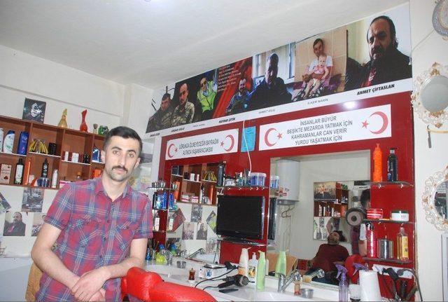 Şehidin Adını Verdiği İş Yerinin Duvarlarına Şehit Fotoğrafları Astı