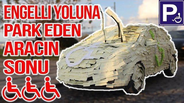 Engelli Rampasına Park Eden Sürücüye Not Kağıtlı Ders