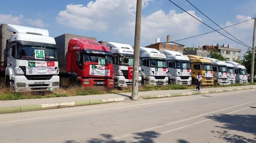 Bursa&rsquo;dan Suriye&rsquo;ye 9 Tır Gıda Yardımı