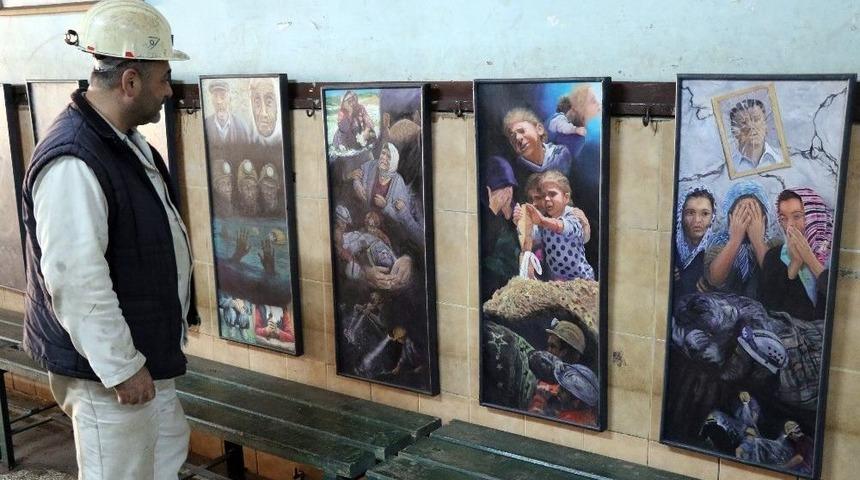 Maden Facialarını Resimle Anlattı, Sergiyi Gezen Madenciler Duygulandı
