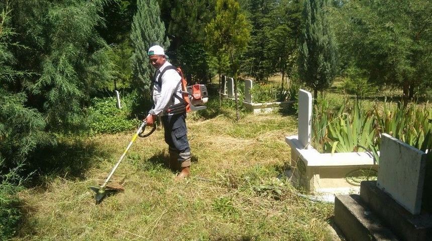Hisarcık Mezarlığında Ot Temizliği