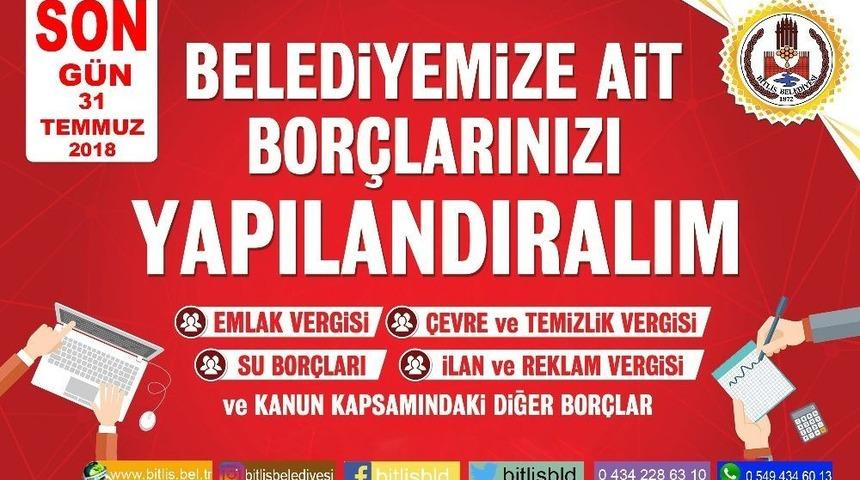 Bitlis Belediyesinde Bor&ccedil; Yapılandırma Başvuruları Başladı