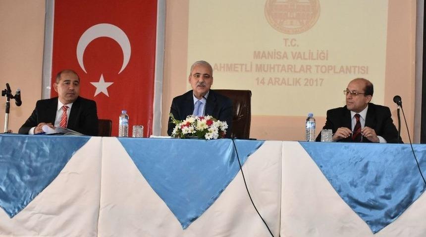 Vali G&uuml;ven&ccedil;er 2017 Yılı Son Muhtarlar Toplantısını Ahmetli&rsquo;de Yaptı