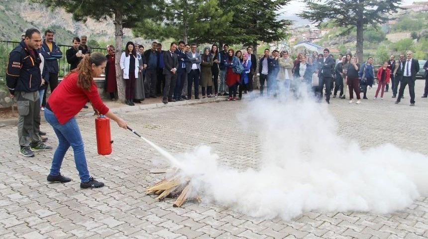 &Ccedil;emişgezek&rsquo;te Yangın Eğitimi